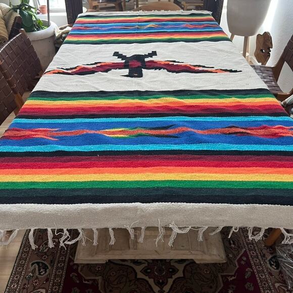 El Paso Saddleblanket Rug Southwestern Traditional Thunderbird Fringe 57"x83" - Picture 1 of 8